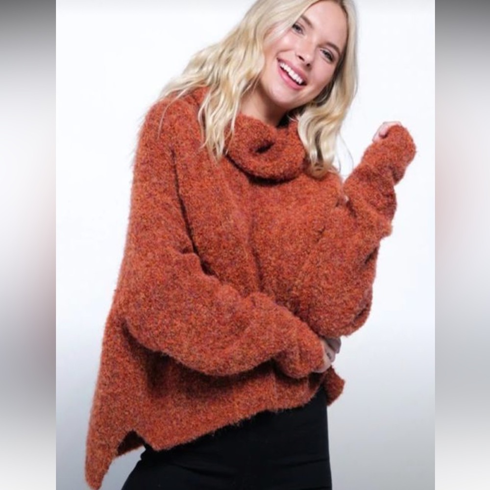 Newbury Kustom Cowl Neck Oversized Cropped Sweater M L - Picture 2 of 11